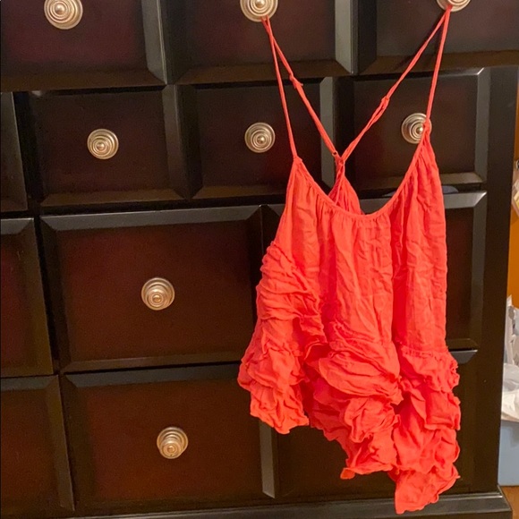 NWT Free People Pink Asymmetrical Ruffle Tank XS - Picture 3 of 5